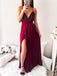 Sexy Split Side Sequin Chiffon Spaghetti Strap Long Prom Dress, MD313