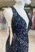 Sexy V-neck Sleeveless Side slit Sheath Long Prom Dress,SW1979