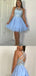 Elegant Halter Open Back Organza A Line With Sequin Short Homecoming Dresses, BTW171