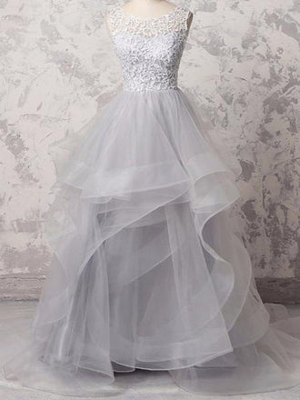 Gorgeous Organza Beaded Waistband Sweep Train Long Evening Prom Dresses, ,MD326