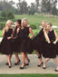 Popular Black Sleeveless Knee Length Bridesmaid Dresses , SW0016