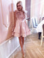 Affordable Sleeveless Satin A Line Embroidery Short Homecoming Dress, BTW240