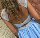 Gorgeous Round Neck Open Back Beaded A Line Short Homecoming Dress, BTW252