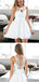 Simple White Lace Round Neck A Line Short Homecoming Dress, BTW239