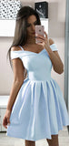 Cheap Off The Shoulder Simple V Neck A Line Short Homecoming Dress, BTW164