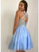 Elegant Halter Open Back Organza A Line With Sequin Short Homecoming Dresses, BTW171