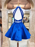 Pretty Halter A Line Tulle Satin With Beading Mini Short Homecoming Dress, BTW135