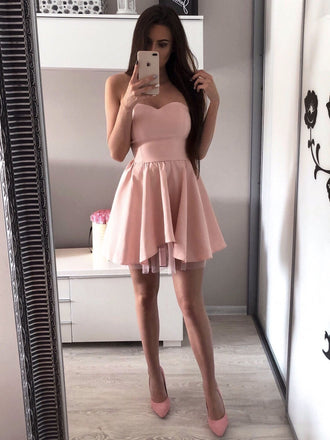 Sexy Sweetheart Simple A Line Pink Mini Short Homecoming Dress, BTW139