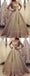 Elegant V-Neck Lace Top Long Sleeves Evening Prom Dresses, BW0613