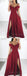 Charming Burgundy Spaghetti Strap Off the Shoulder Side Slit Long Evening Prom Dresses, BW0598