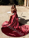 Sexy Off shoulder Sleeveless Side slit A-line Prom Dresses,SW1911