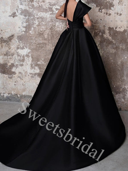 Elegant One-shoulder Sleeveless A-line Prom Dresses,SW1850