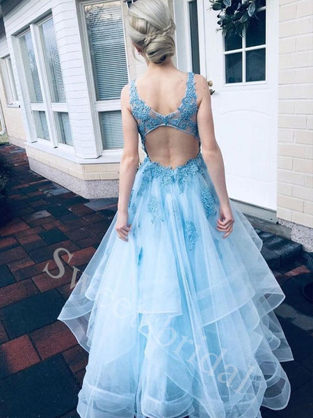 Elegant V-neck Sleeveless A-line Prom Dresses,SW1853