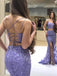 Elegant Spaghetti straps Side slit Two-pieces Mermaid Prom Dresses,SW1859