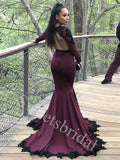 Sexy V-neck Long sleeves Mermaid Prom Dresses,SW1860