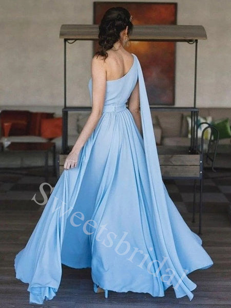 Elegant One-shoulder Sleeveless A-line Prom Dresses,SW1862