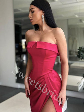 Sexy Strapless Side slit Mermaid Prom Dresses,SW1871
