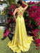Elegant Halter Sleeveless Side slit A-line Prom Dresses,SW1873