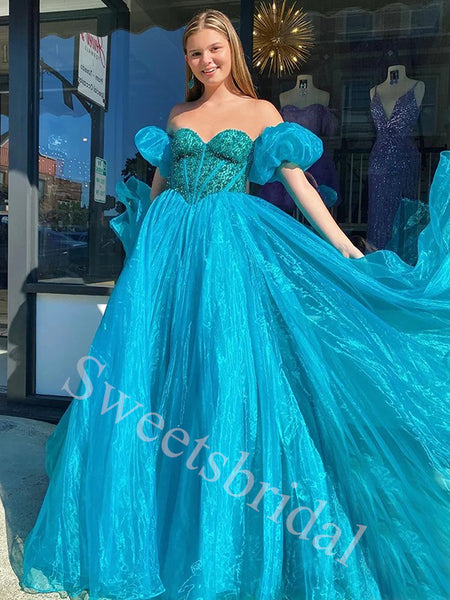 Elegant Sweetheart Off shoulder A-line Prom Dresses,SW1864