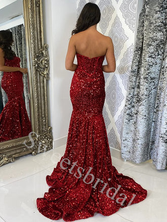 Sexy Sweetheart Sleeveless Mermaid Prom Dresses,SW1888