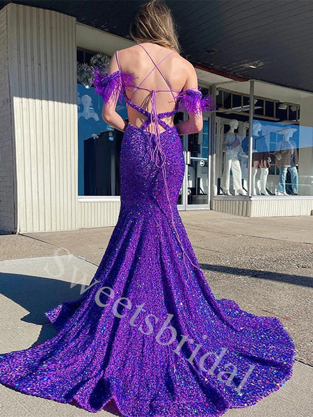 Sexy V-neck Off shoulder Mermaid Prom Dresses,SW1884