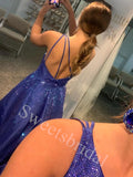 Elegant One shoulder Side slit A-line Prom Dresses,SW1900