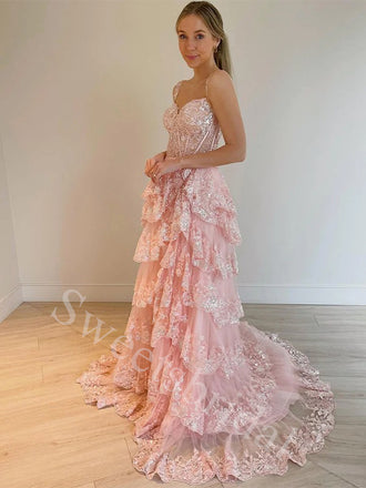 Elegant Sweetheart Side slit A-line Prom Dresses,SW1865