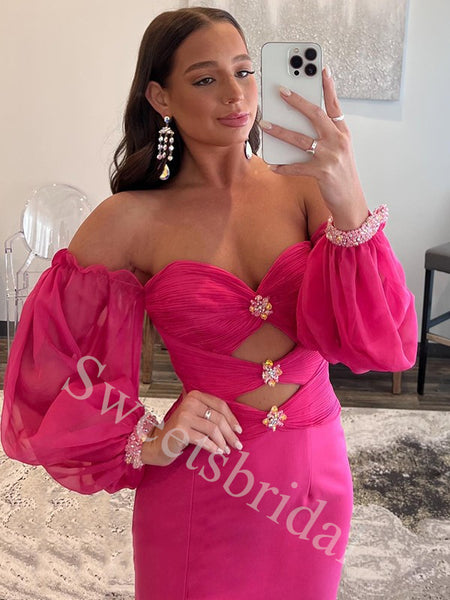Sexy Sweetheart Off shoulder Sheath Prom Dresses,SW1895