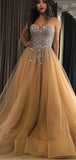 Pretty Sweetheart Beaded Tulle A Line Long Evening Prom Dresses, PD0029