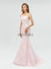 Elegant Spaghetti Strap Pink Lace Applique Mermaid Long Prom Dresses,MD601