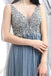 Sleeveless Beaded Tulle A Line Floor Length Long Evening Prom Dresses, PD0026