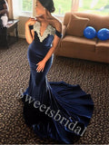 Sexy V-neck Off shoulser Mermaid Prom Dresses,SW1916