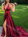 Elegant V-neck Spaghetti straps Sleeveless A-line Prom Dresses,SW1921