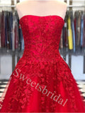 Elegant Strapless Sleeveless A-line Prom Dresses,SW1925