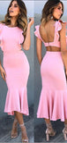 Simple Round Neck Open Back Mermaid With Ruffle Short Homecoming Dress, BTW203