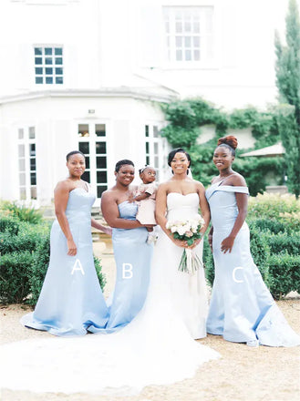 Mismatched One-shoulder Mermaid  Elegant Simple Pretty Long Bridesmaid Dresses,SWE1311