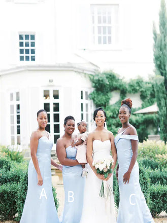 Mismatched One-shoulder Mermaid  Elegant Simple Pretty Long Bridesmaid Dresses,SWE1311