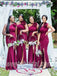 One-shoulder Mermaid Side slit Elegant Simple Long Bridesmaid Dresses,SWE1285