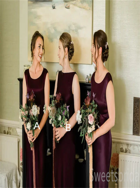 Scoop Side slit Elegant A-line Simple Pretty Long Bridesmaid Dresse,SWE1303