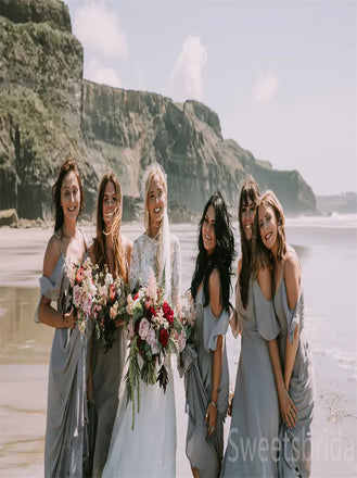 Off-shoulder Spaghetti straps Elegant Simple Pretty Long Bridesmaid Dresses, SWE1323