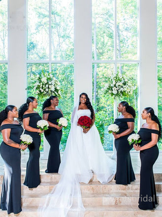 Simple Off-shoulder Mermaid Elegant Pretty Long Bridesmaid Dresses, SWE1327