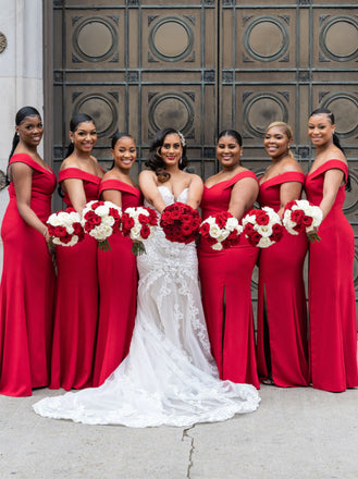 V-neck Side slit Mermaid Elegant Simple Pretty Long Bridesmaid Dresses, SWE1331