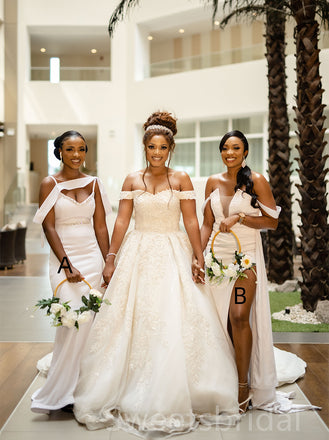 Mismatched Off-shoulder Side slit Mermaid Elegant Simple Pretty Long Bridesmaid Dresses, SWE1333