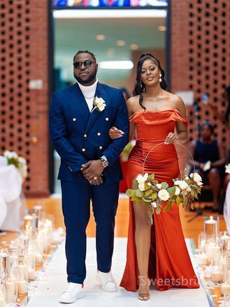 Off-shoulder Side slit Mermaid  Elegant Simple Pretty Long Bridesmaid Dresses,SWE1322