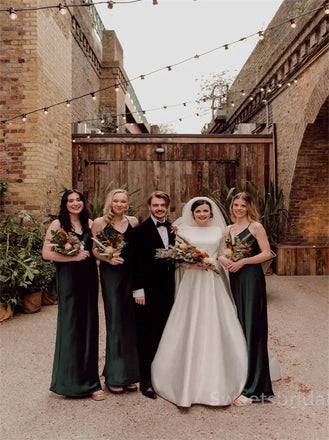 Spaghetti straps V-neck Elegant Simple Pretty Long Bridesmaid Dresses, SWE1325