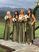 Jewel Spaghetti straps A-line Elegant Simple Long Bridesmaid Dresses,SWE1269