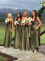 Jewel Spaghetti straps A-line Elegant Simple Long Bridesmaid Dresses,SWE1269