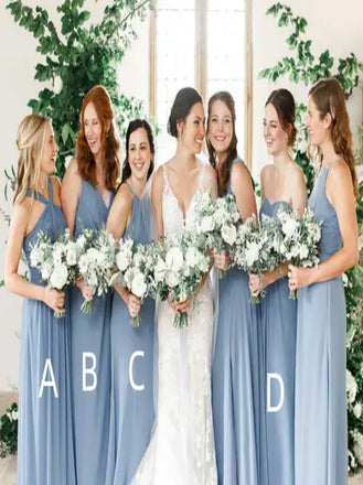 Mismatched Halter Sweetheart A-line Elegant Simple Pretty Long Bridesmaid Dresses,SWE1307