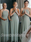 Halter Pleats A-line Elegant Simple Long Bridesmaid Dresses,SWE1272