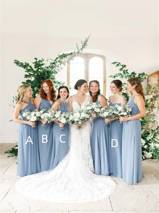 Mismatched Halter Sweetheart A-line Elegant Simple Pretty Long Bridesmaid Dresses,SWE1307